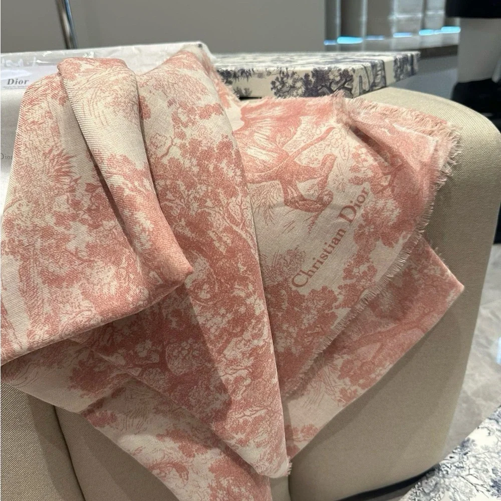 Dior Pink and White Women's Scarf